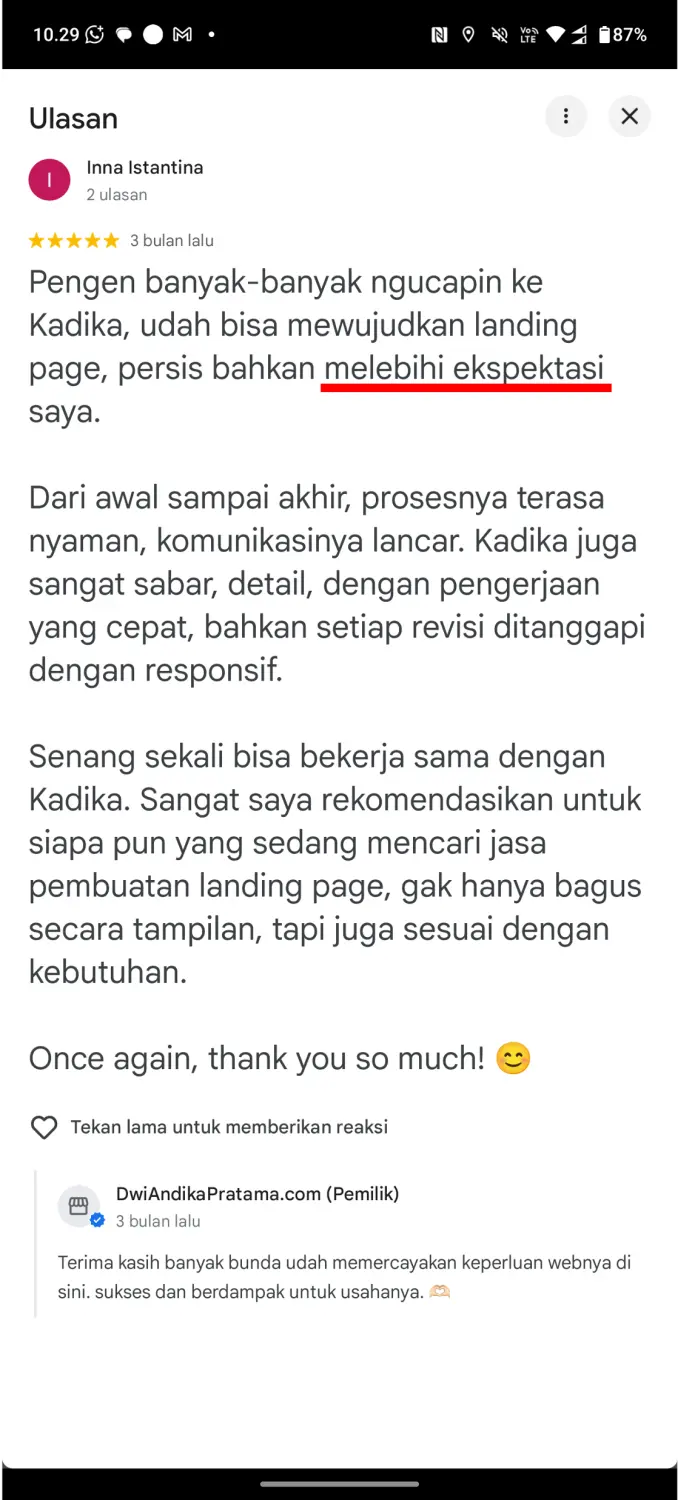 Testimoni Bunda Inna, pengguna Digithic