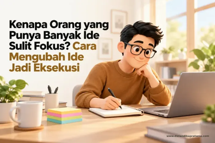 Profesional muda memilih satu tugas di meja kerja dengan laptop dan buku catatan